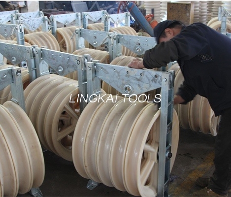 Bánh xe MC Nylon Khối ròng rọc dây OPGW với khung thép mạ kẽm